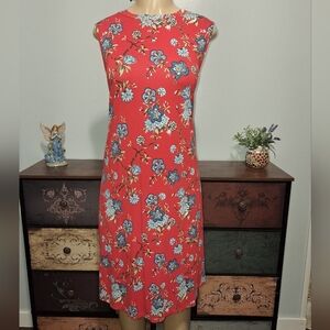 LOFT RED W/ BLUE FLORAL DRESS SZ XL
